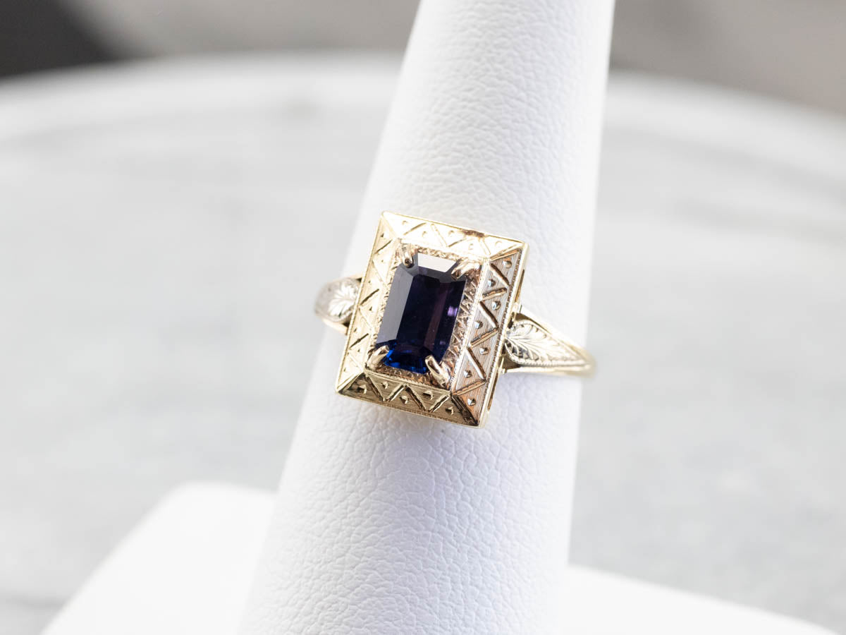 Engraved Purple Sapphire Ring