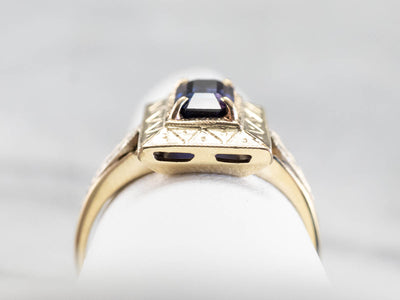Engraved Purple Sapphire Ring