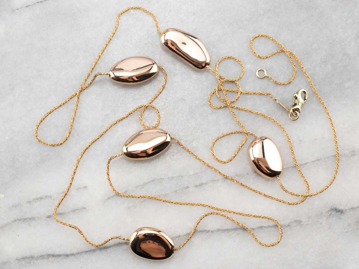 Collar italiano con cuentas de oro rosa y amarillo