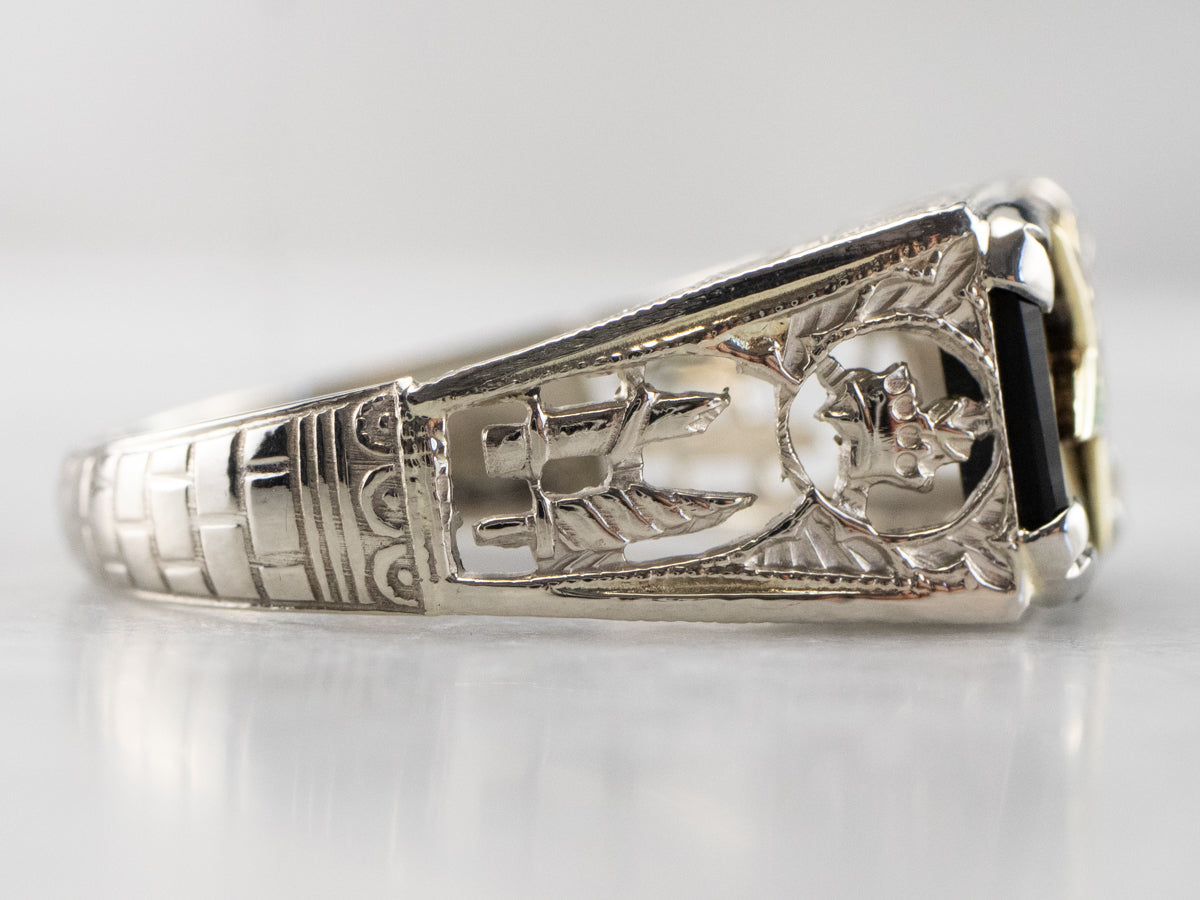 Onyx 1920s Enamel Eastern Star Ring