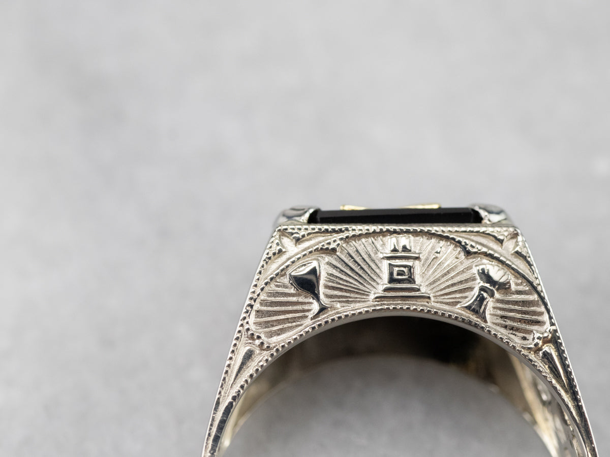 Onyx 1920s Enamel Eastern Star Ring