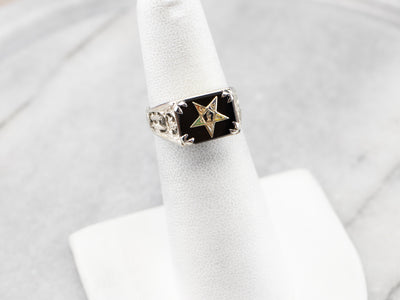 Onyx 1920s Enamel Eastern Star Ring