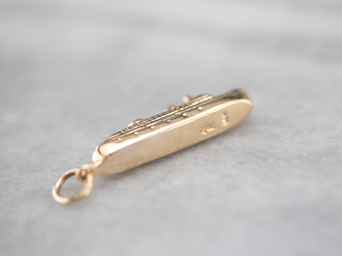 Vintage Gold Ocean Liner Charm