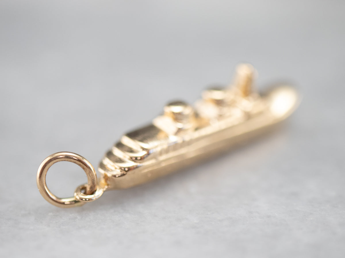 Vintage Gold Ocean Liner Charm
