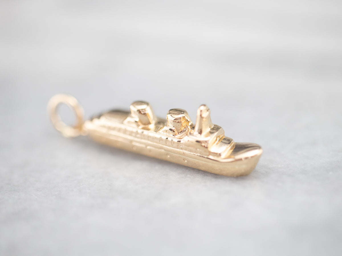 Vintage Gold Ocean Liner Charm