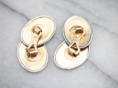 Etched Art Deco Two Tone Gold Cufflinks