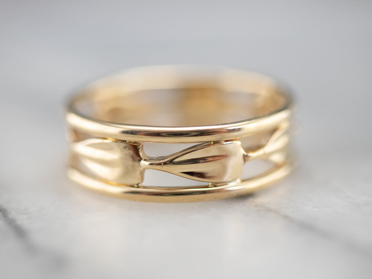 Yellow Gold Leaf Pattern Band