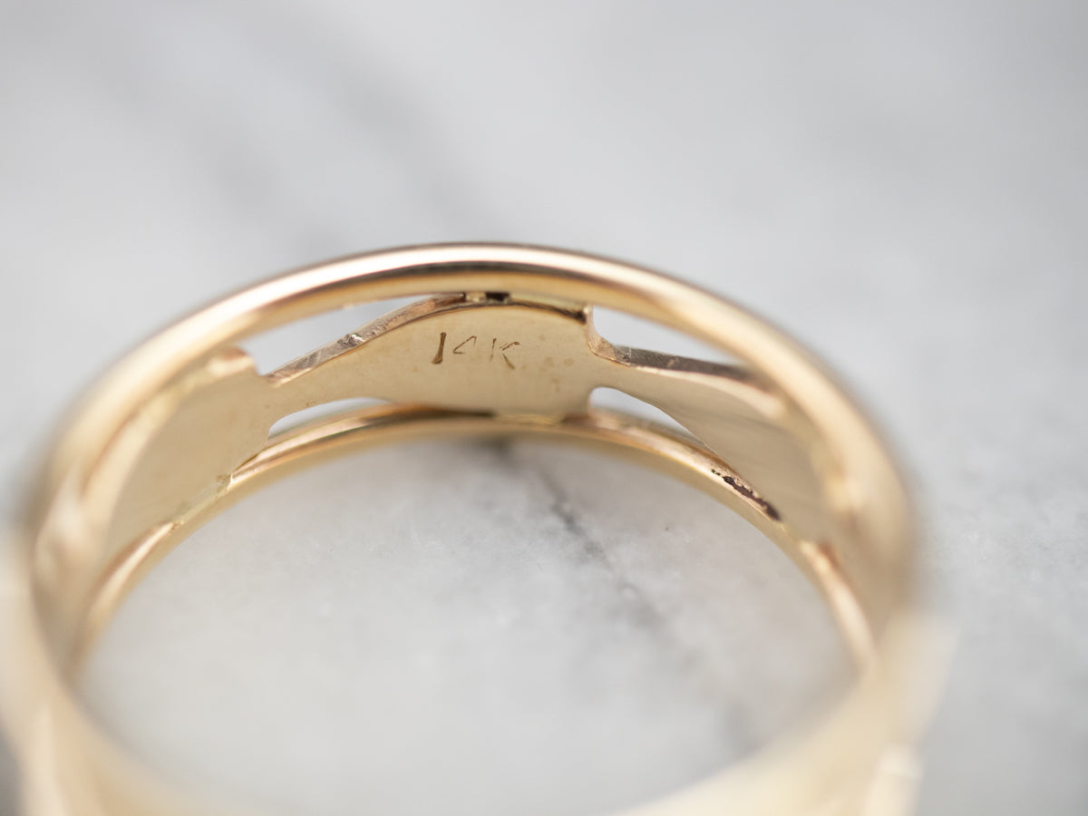 Yellow Gold Leaf Pattern Band