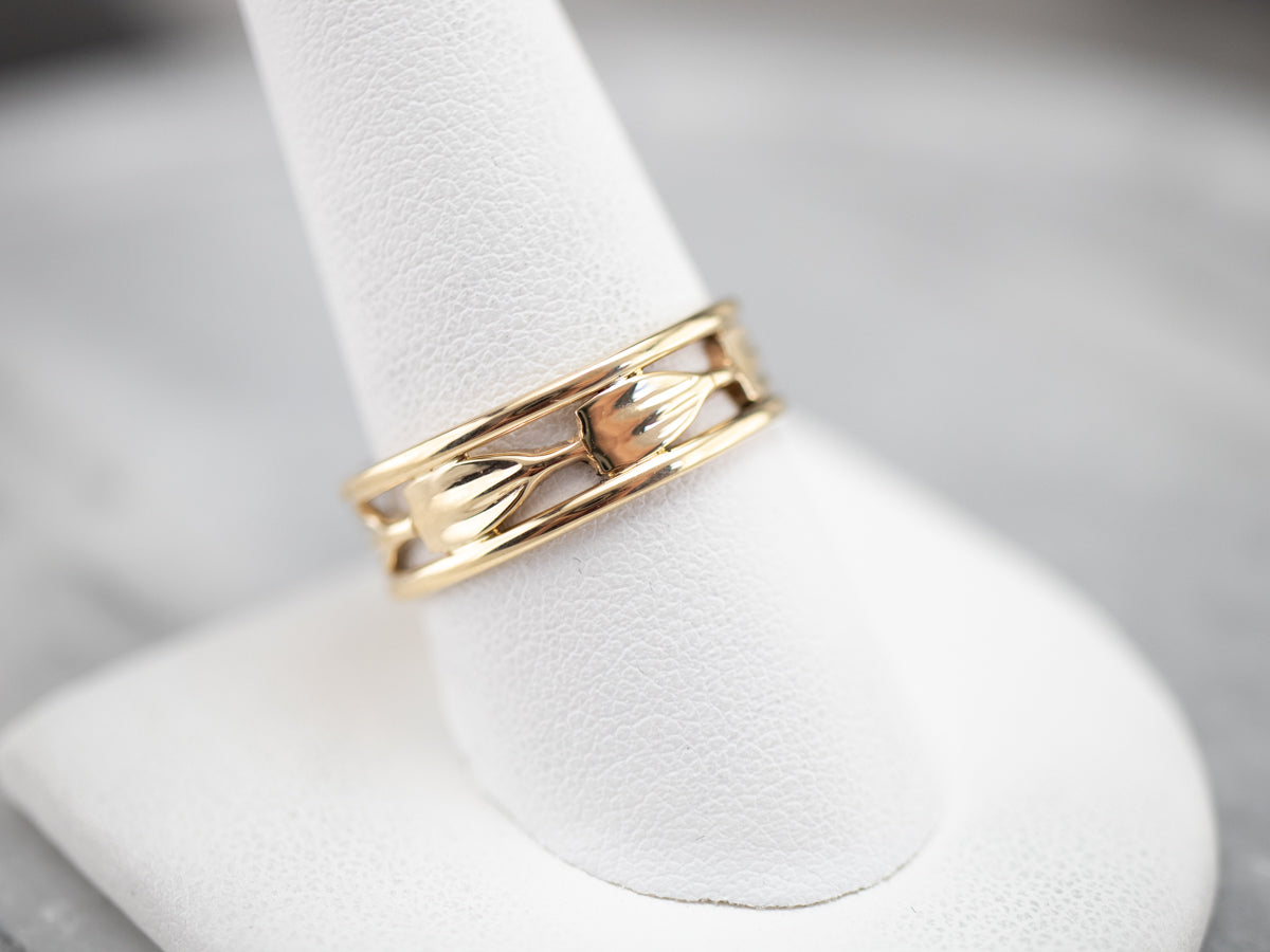 Yellow Gold Leaf Pattern Band