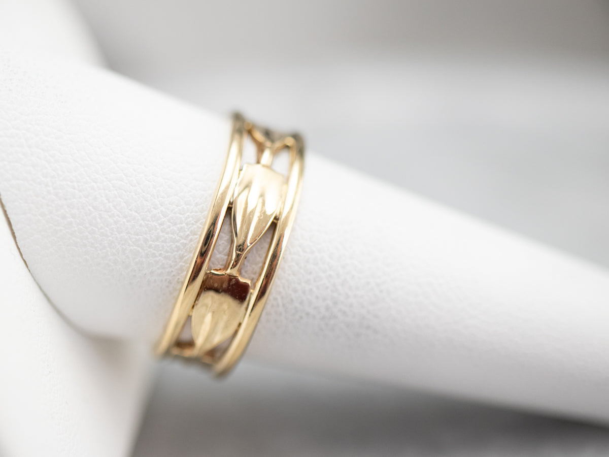 Yellow Gold Leaf Pattern Band