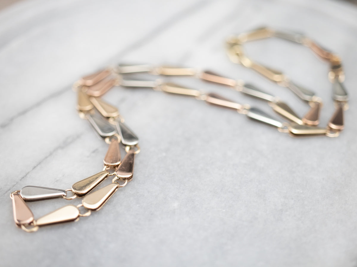 Italian Tri-Color Gold Link Necklace