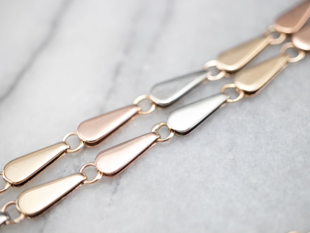 Italian Tri-Color Gold Link Necklace