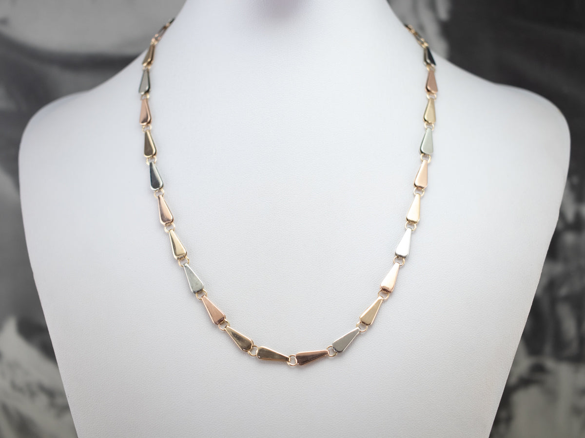 Italian Tri-Color Gold Link Necklace