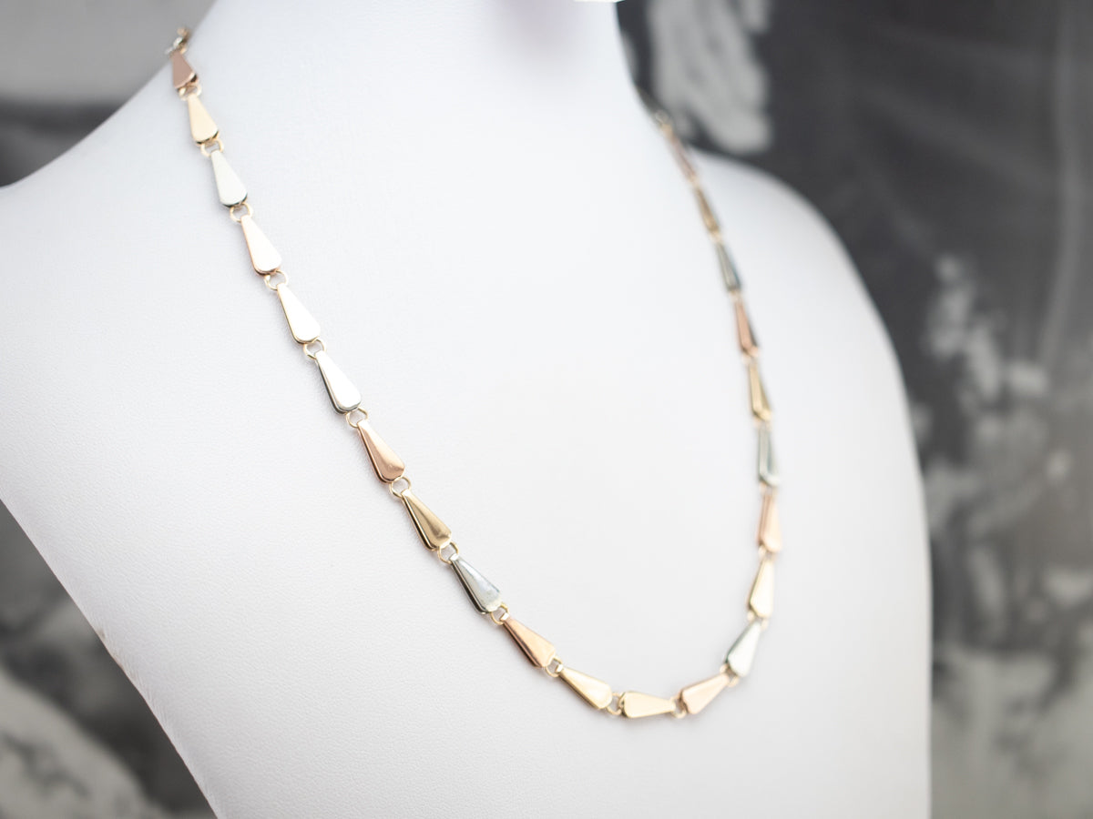 Italian Tri-Color Gold Link Necklace