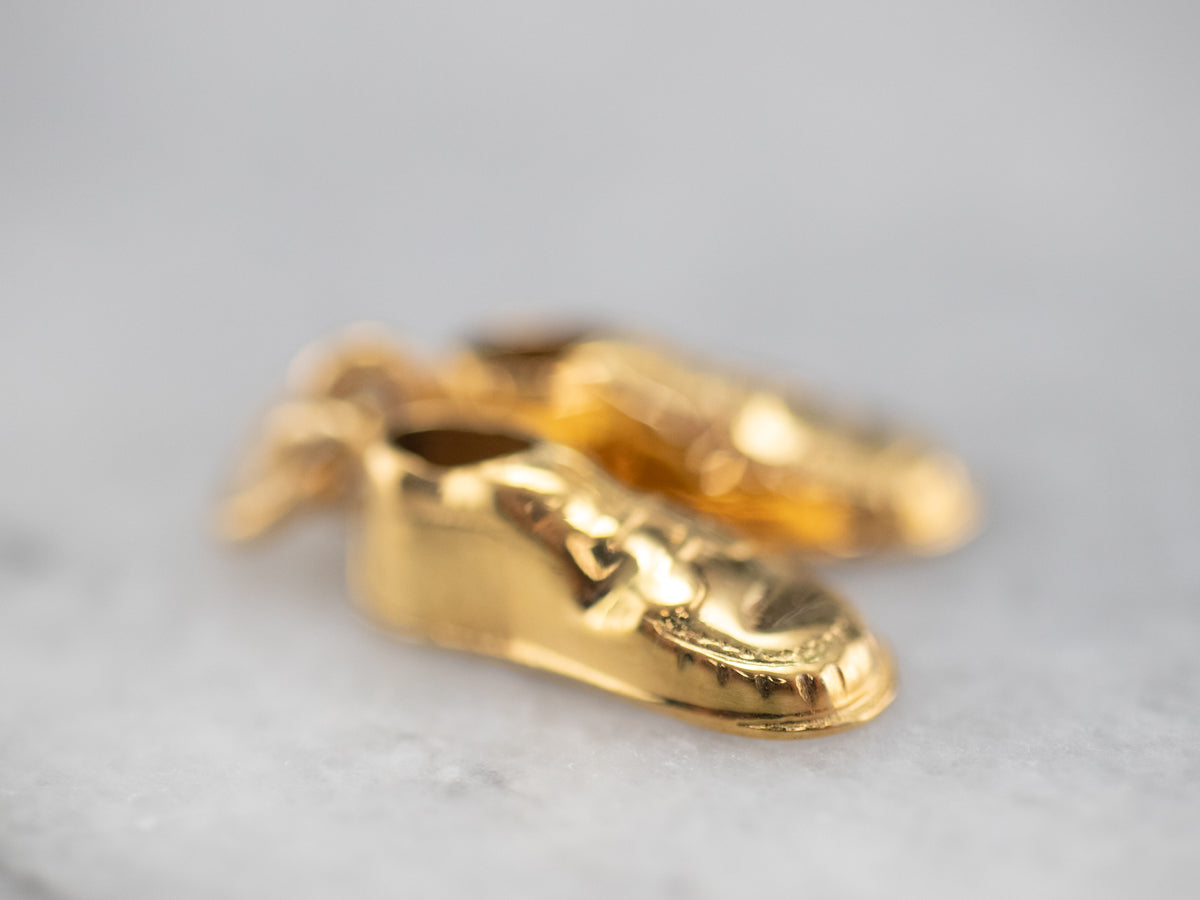 Vintage Gold Suede Shoes Charm