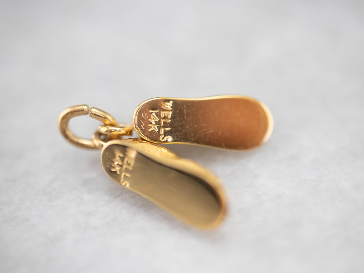 Vintage Gold Suede Shoes Charm