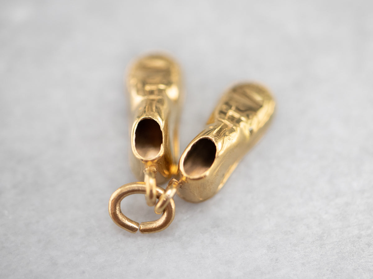 Vintage Gold Suede Shoes Charm