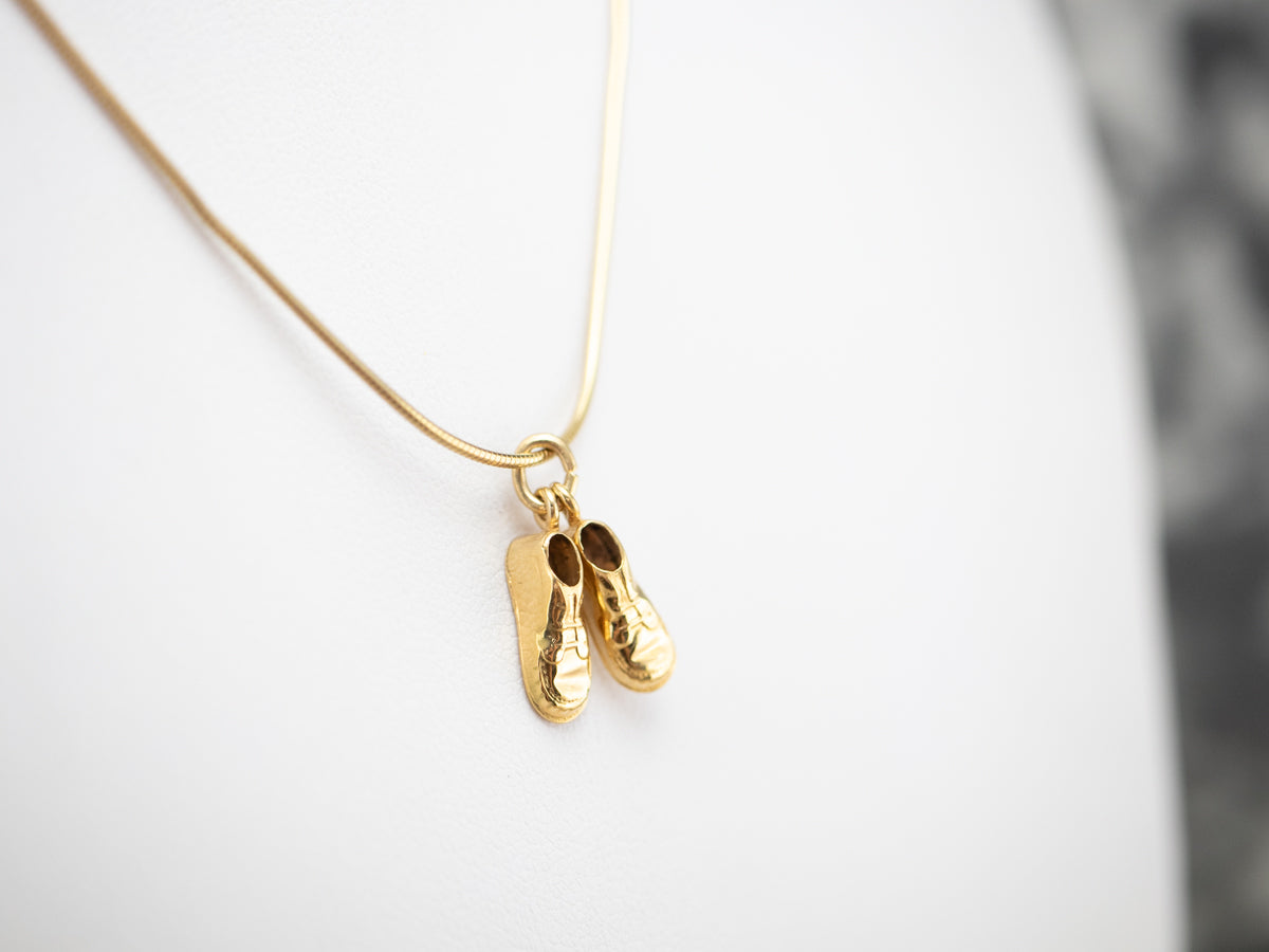 Vintage Gold Suede Shoes Charm