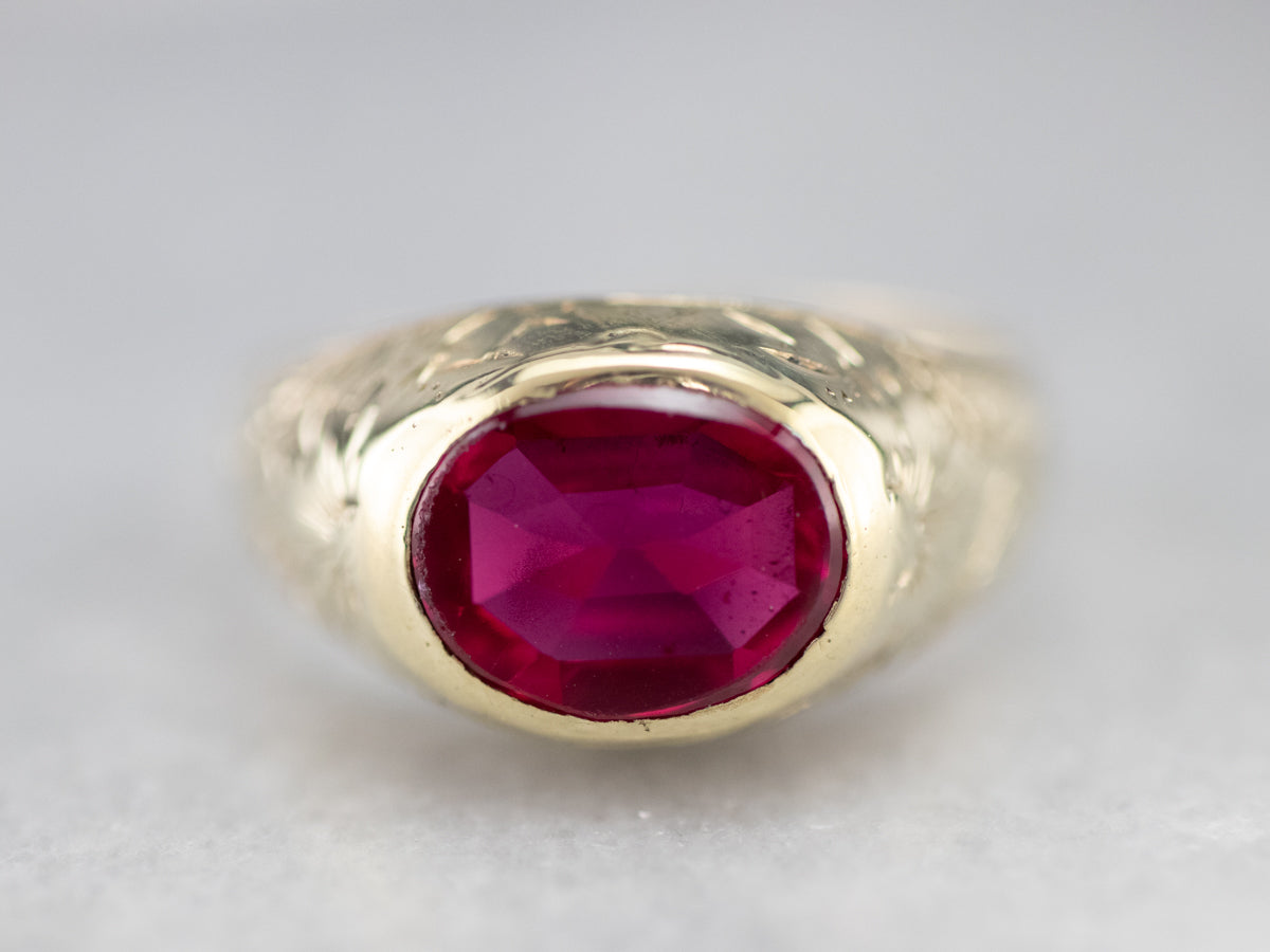 Antique 1920's Synthetic Ruby  Floral Ring