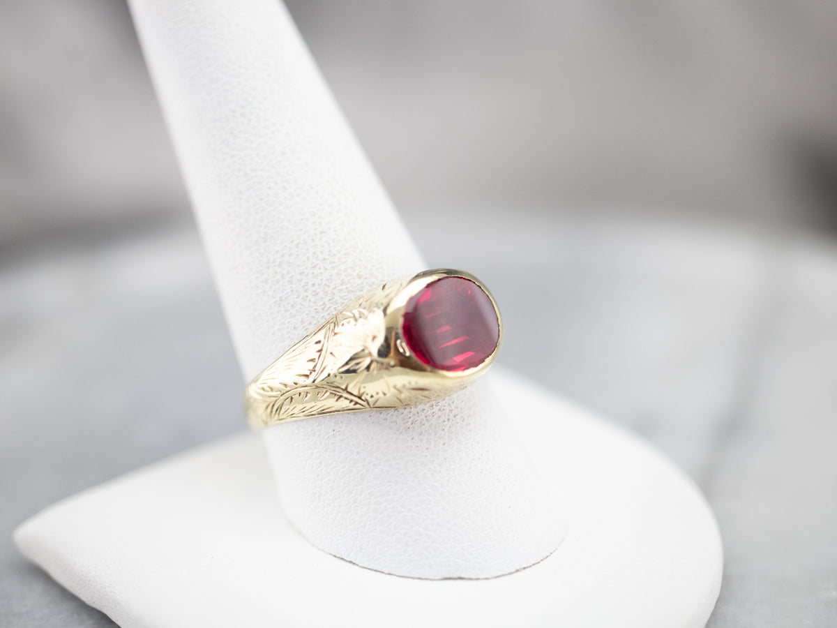 Antique 1920's Synthetic Ruby  Floral Ring