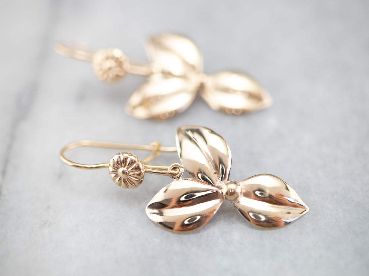 Gold Flower Drop Earrings