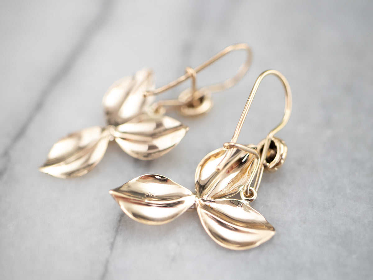 Gold Flower Drop Earrings