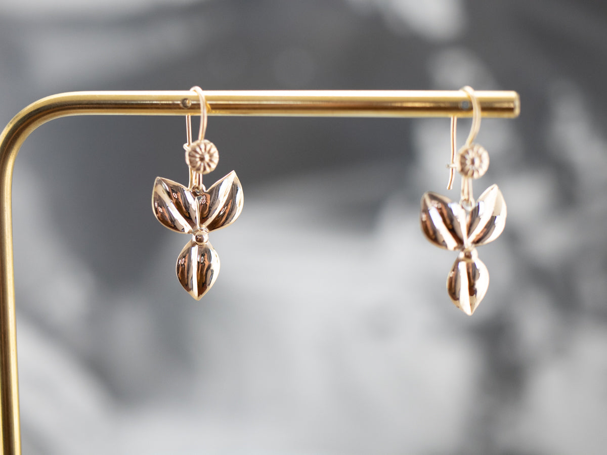 Gold Flower Drop Earrings