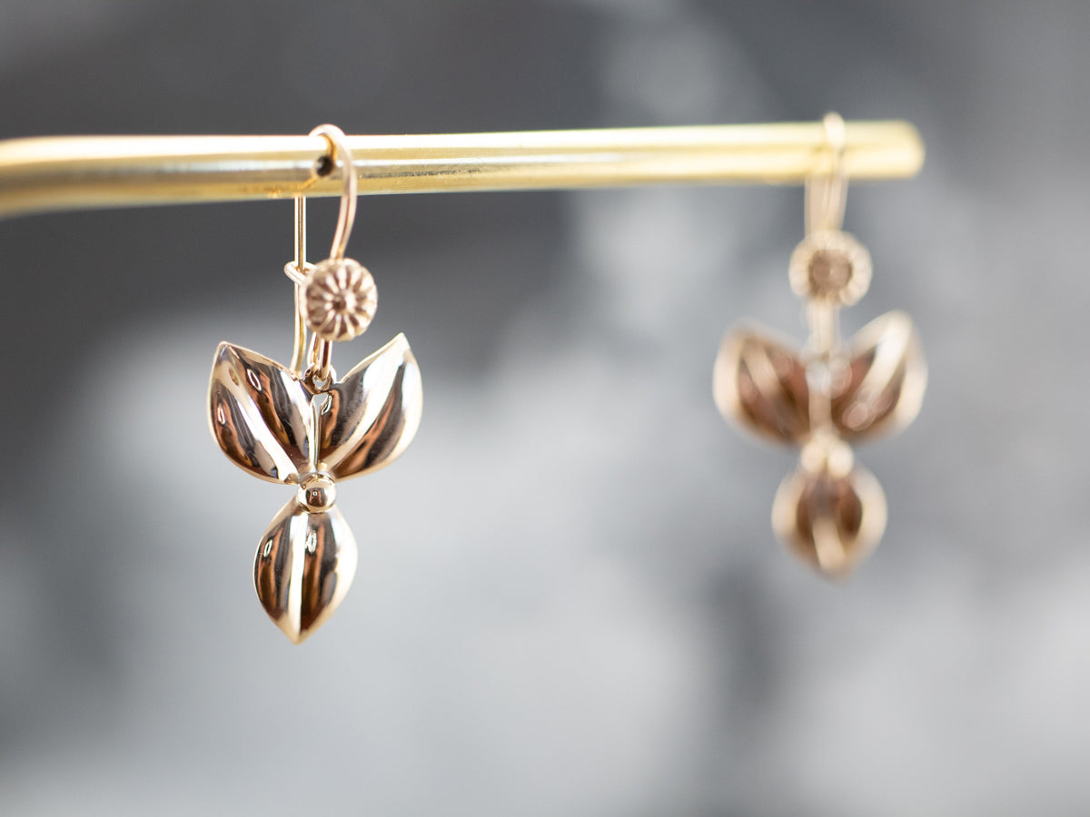 Gold Flower Drop Earrings