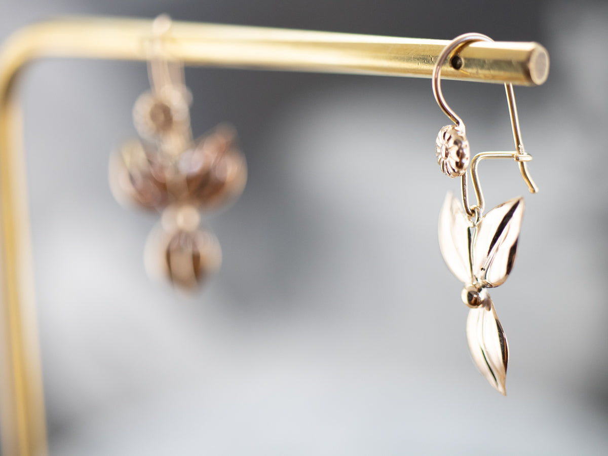 Gold Flower Drop Earrings