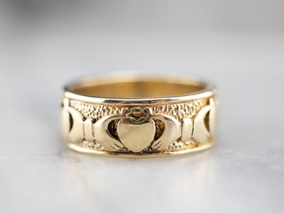 Vintage Yellow Gold Claddagh Band
