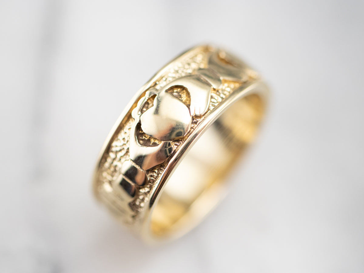 Vintage Yellow Gold Claddagh Band