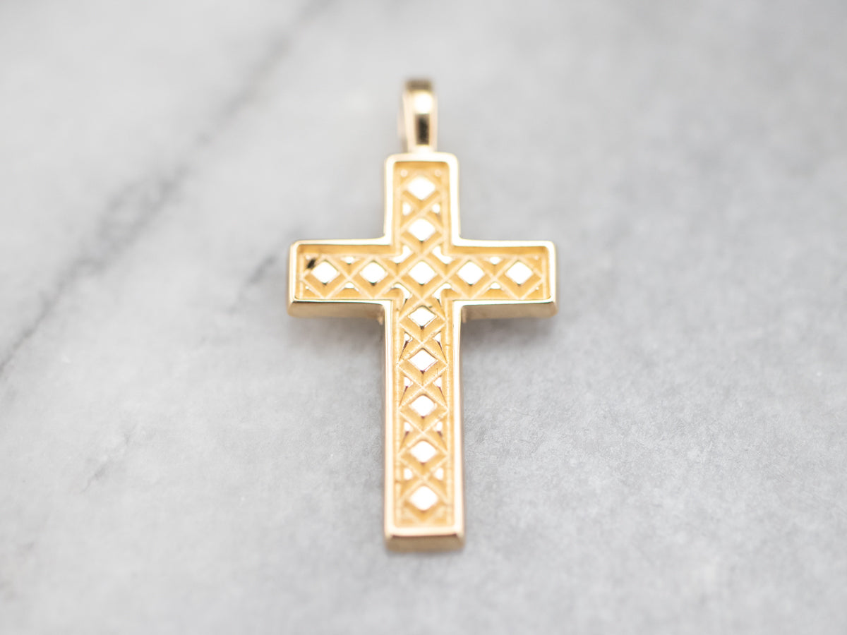 Yellow Gold Patterned Cross