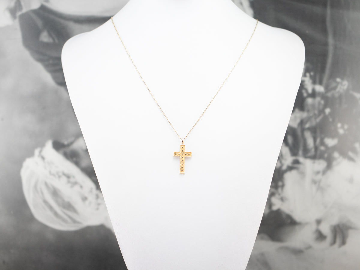 Yellow Gold Patterned Cross