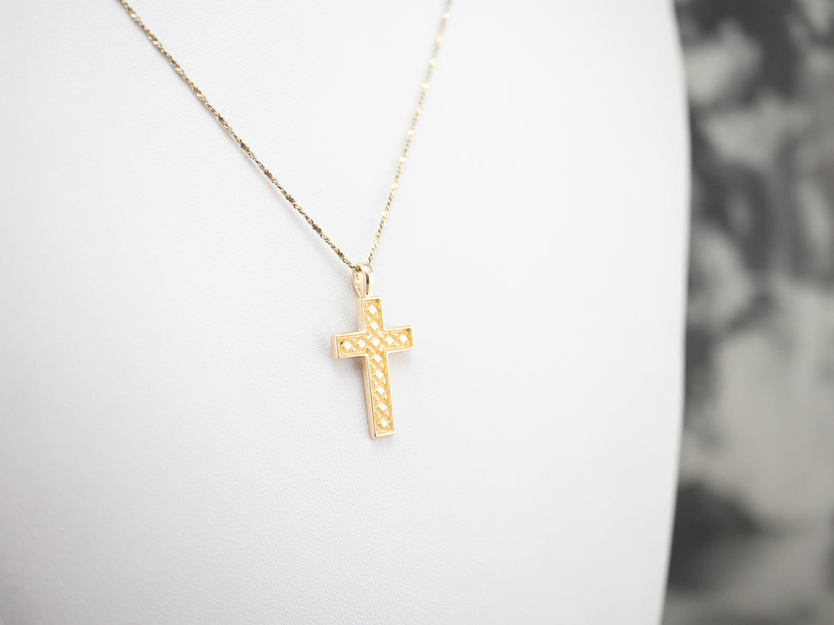 Yellow Gold Patterned Cross