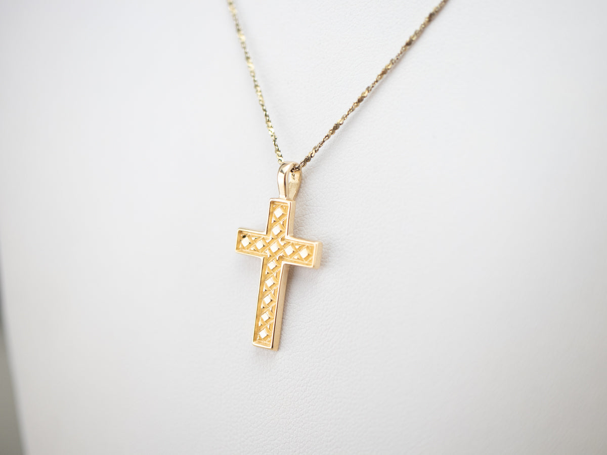 Yellow Gold Patterned Cross
