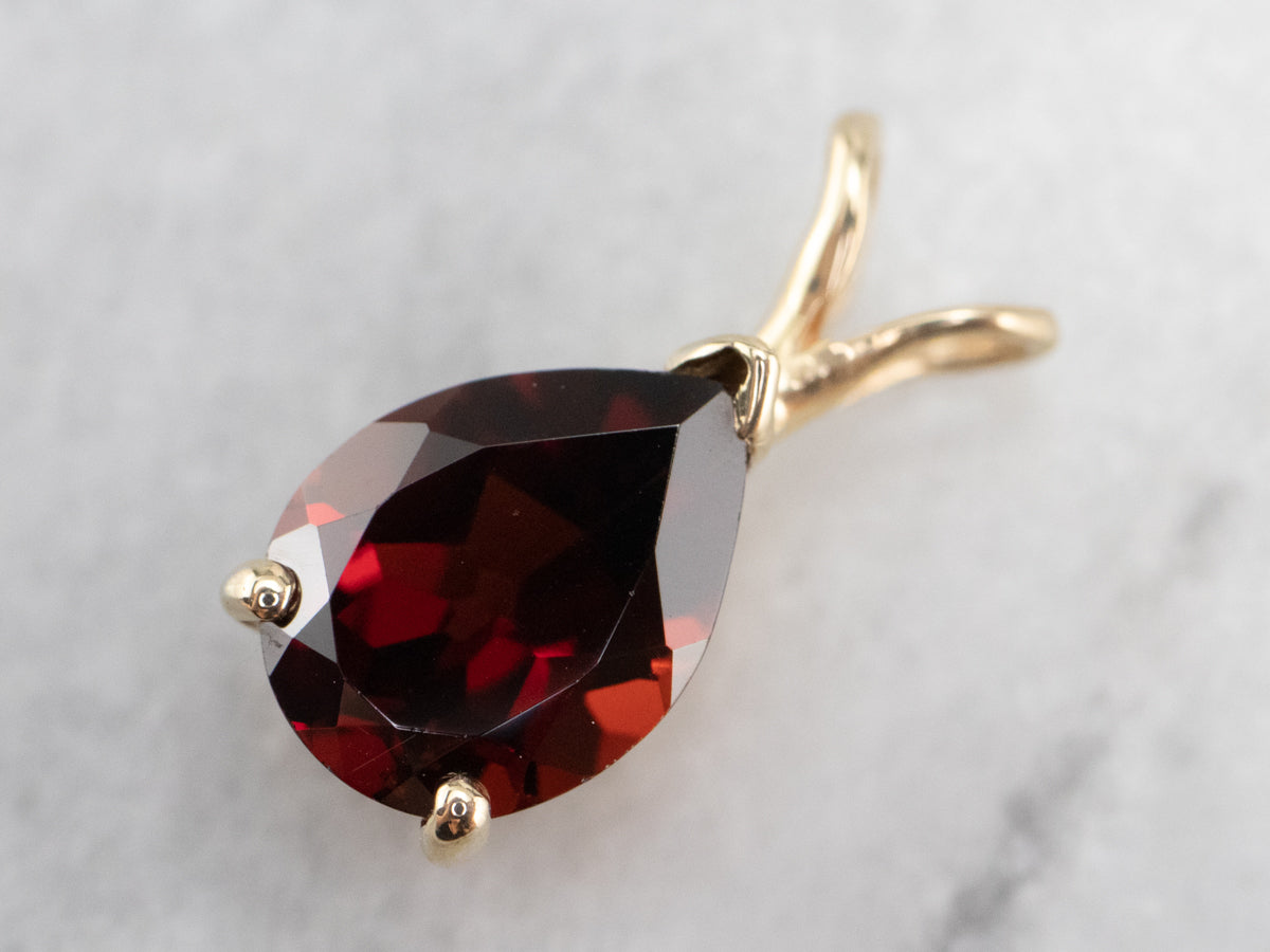 Teardrop Garnet Solitaire Pendant