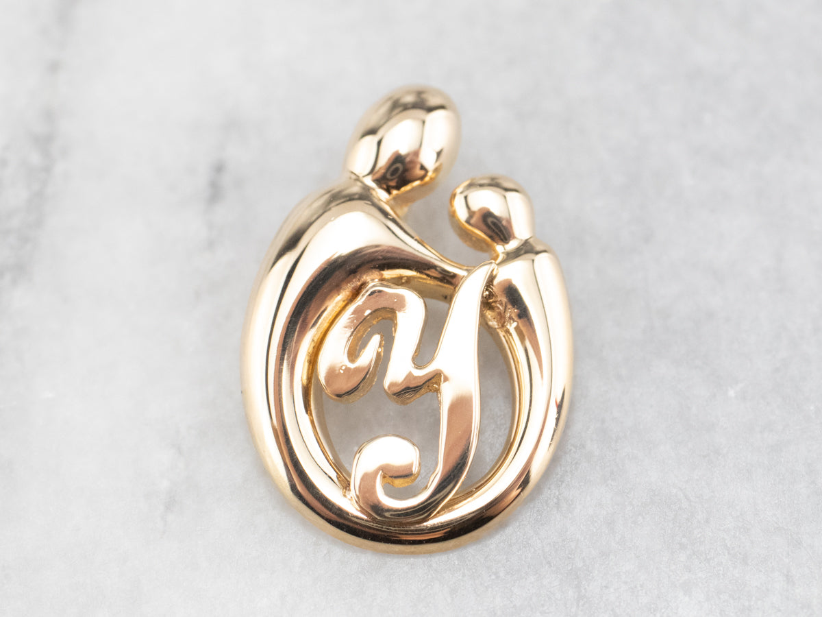Gold Mother and Child "Y" Pendant