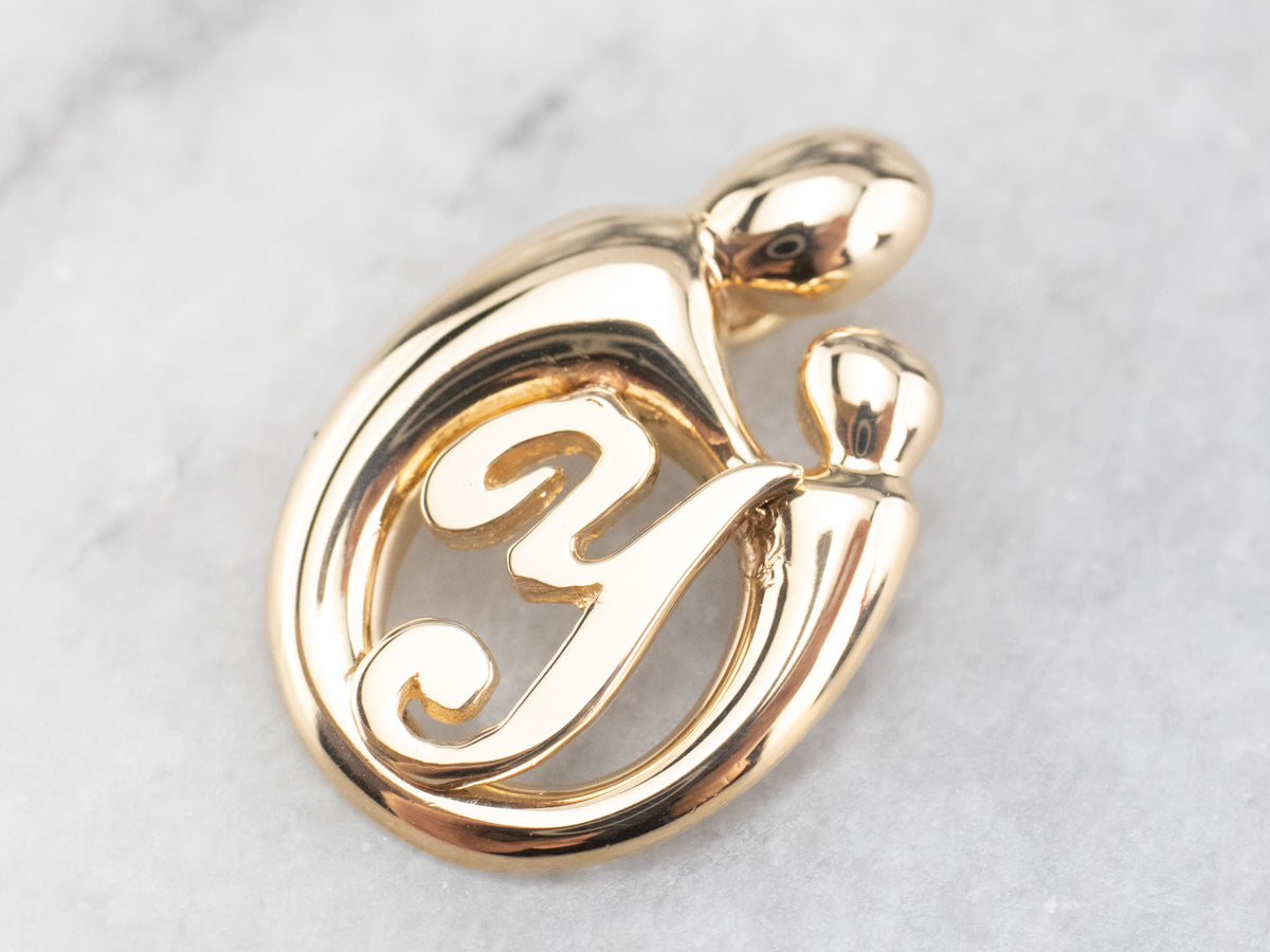 Gold Mother and Child "Y" Pendant