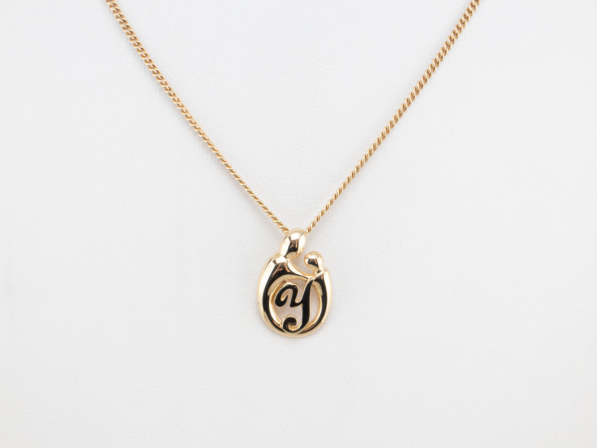 Gold Mother and Child "Y" Pendant