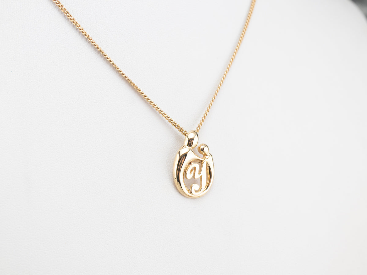Gold Mother and Child "Y" Pendant