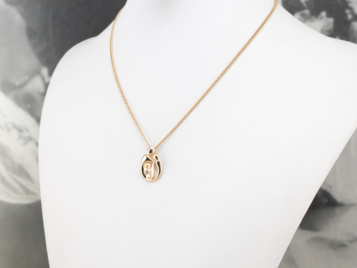 Gold Mother and Child "Y" Pendant