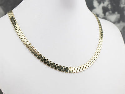 Bold Gold Flat Link Necklace
