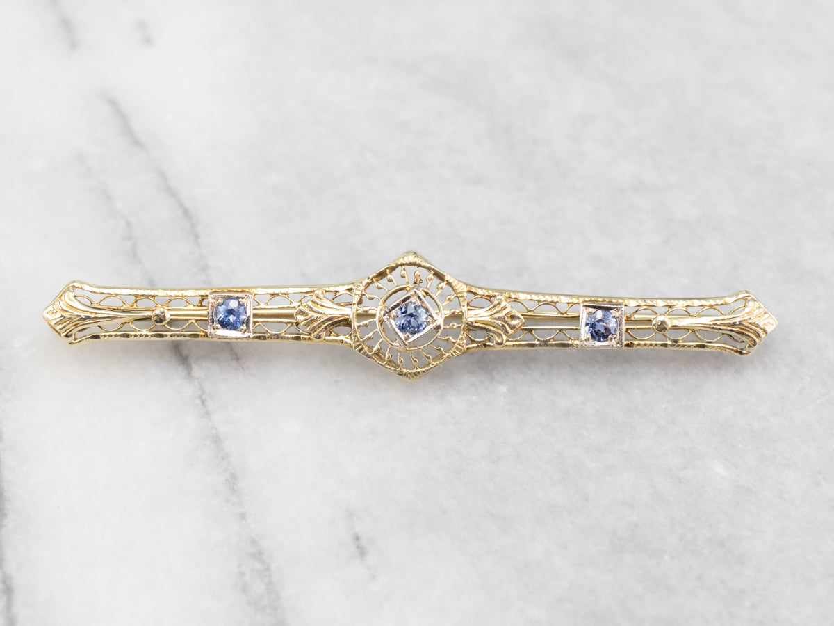Art Nouveau Era Sapphire Bar Pin