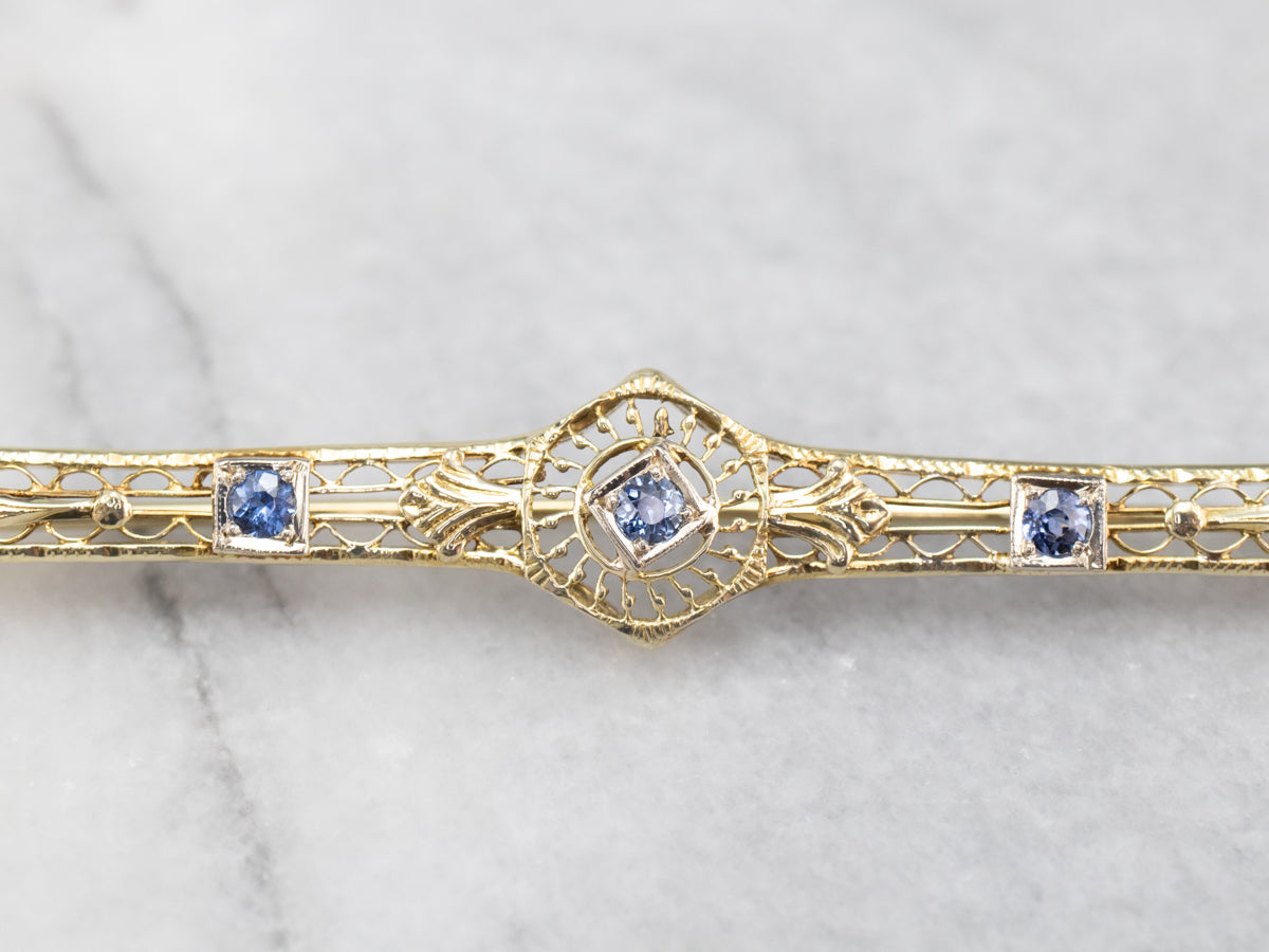Art Nouveau Era Sapphire Bar Pin