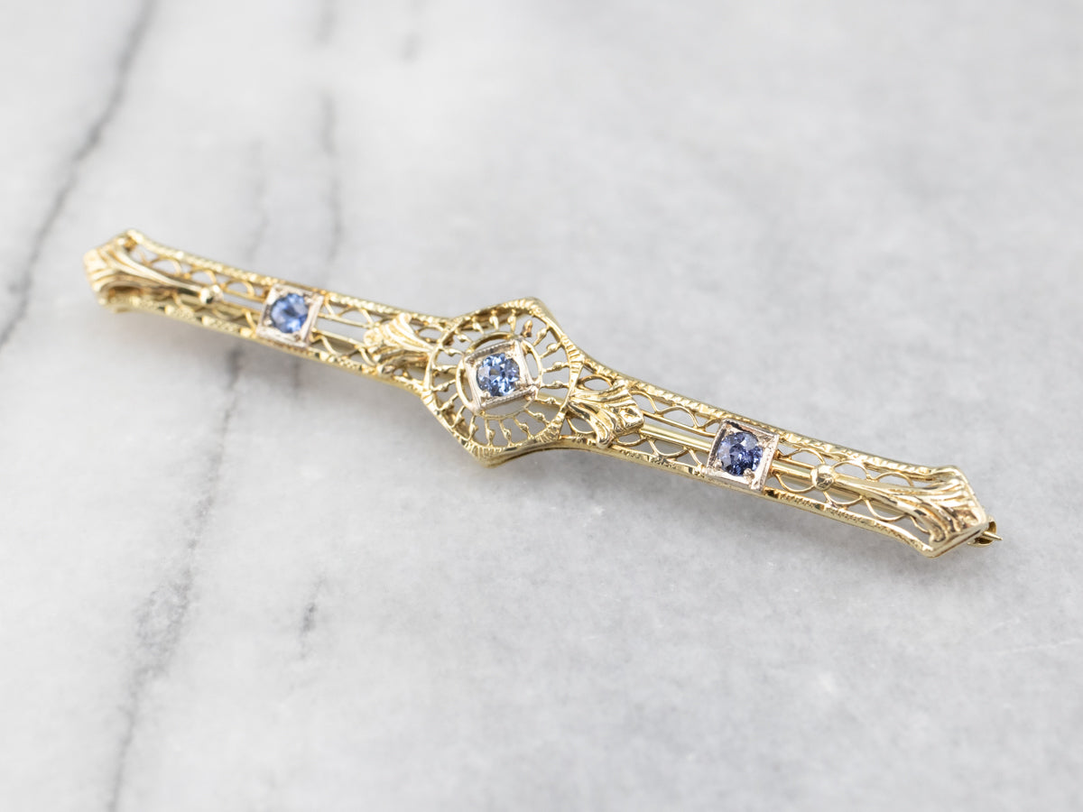 Art Nouveau Era Sapphire Bar Pin