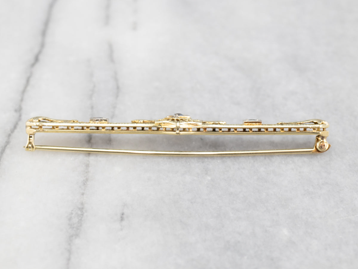 Art Nouveau Era Sapphire Bar Pin