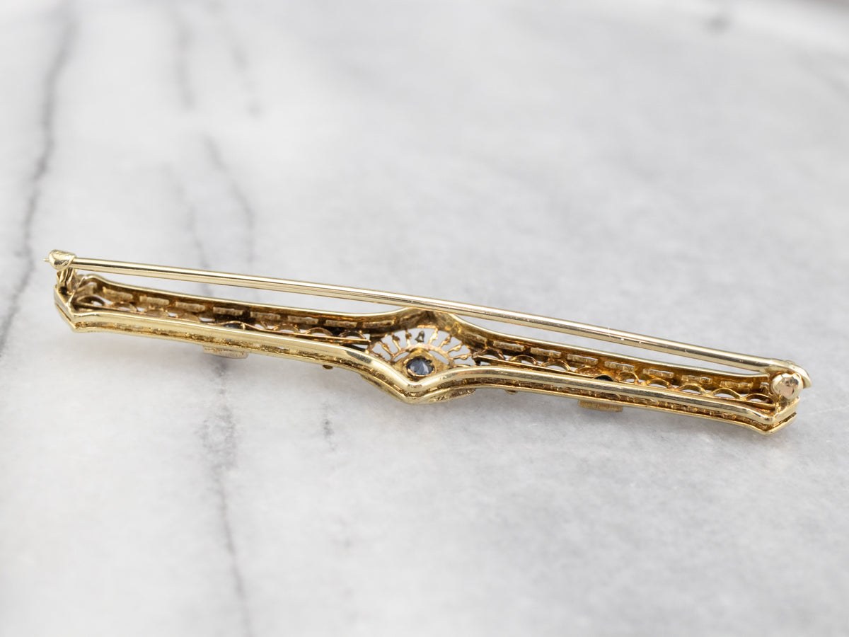 Art Nouveau Era Sapphire Bar Pin