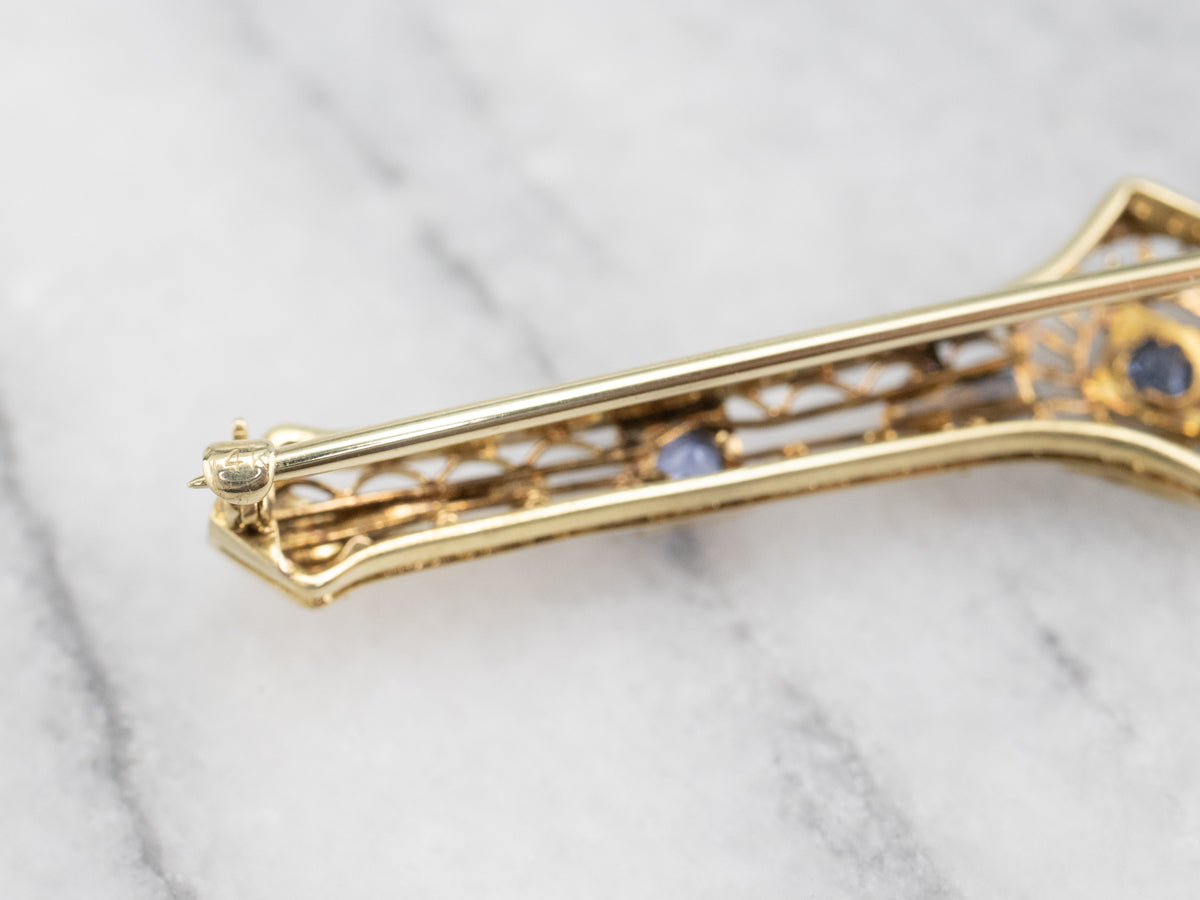 Art Nouveau Era Sapphire Bar Pin
