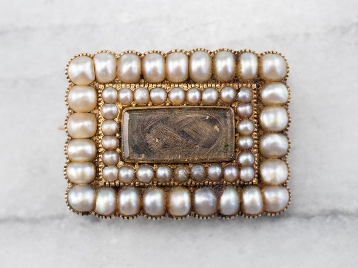 Victorian Seed Pearl Mourning Hair Pin