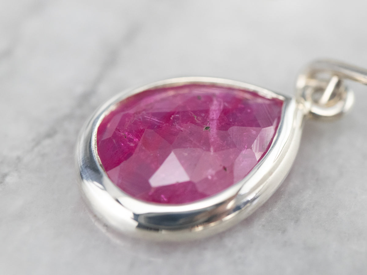 Sterling Silver Ruby Crystal Drop Earrings